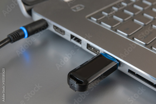 laptop and flash drive