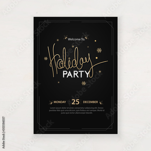 design for holiday party and happy new year party invitation flyer and greeting card template	