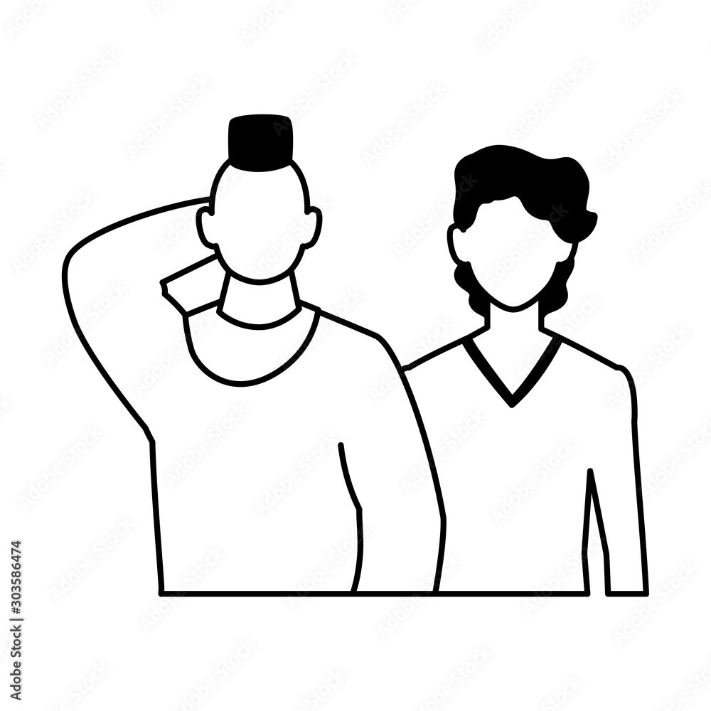 men faceless with different poses on white background men faceless with different poses on white background