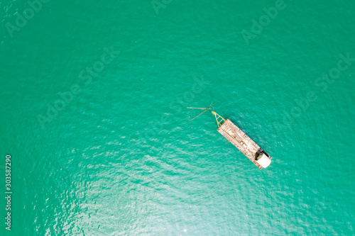 fishing boat on the water in Sun Moon Lake
