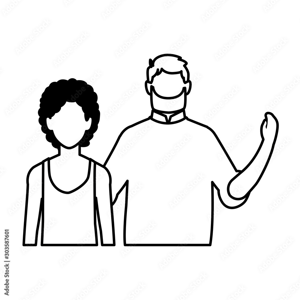 men faceless with different poses on white background men faceless with different poses on white background