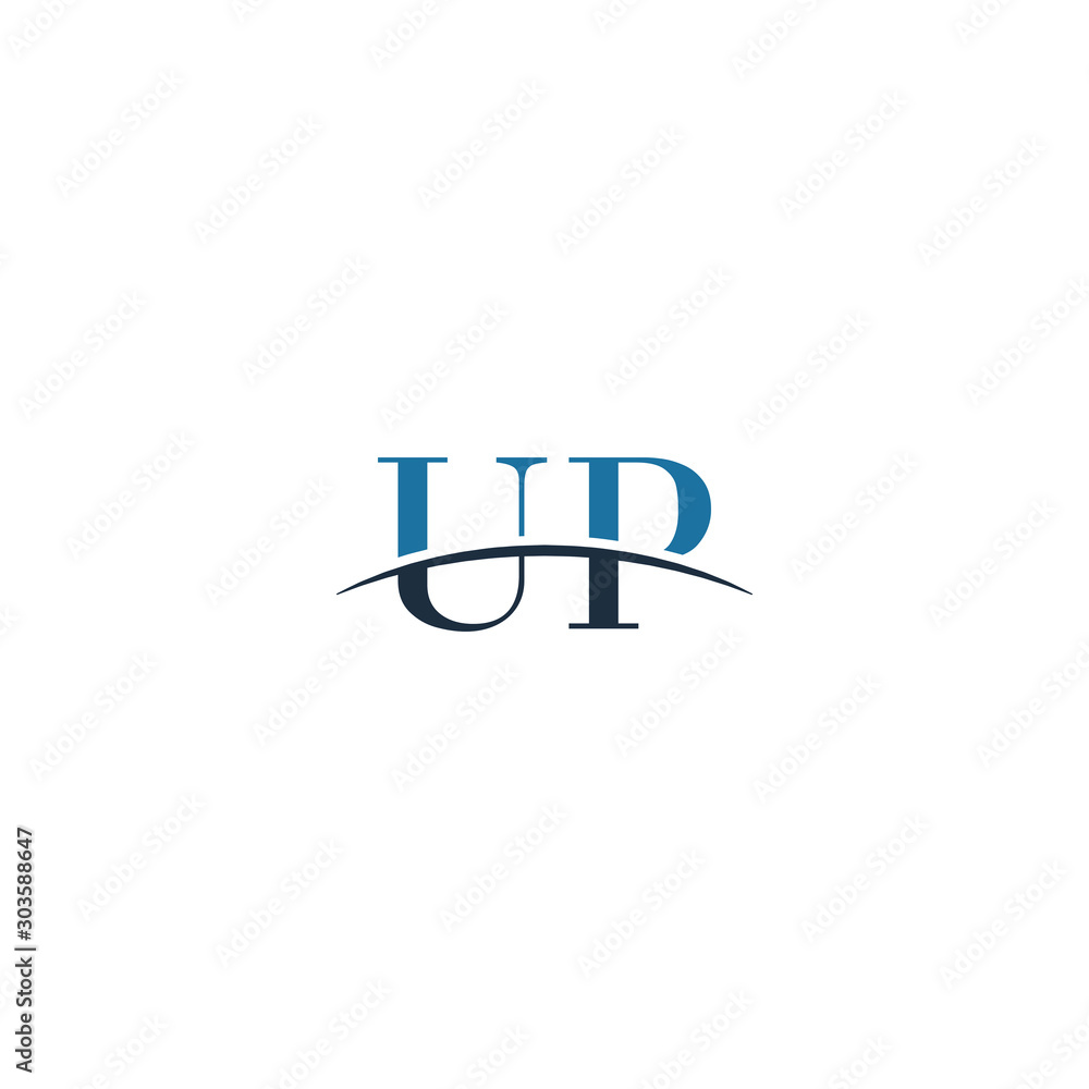 Initial letter UP, overlapping movement swoosh horizon logo company design inspiration in red and dark blue color vector Initial letter UP, overlapping movement swoosh horizon logo company design inspiration in red and dark blue color vector