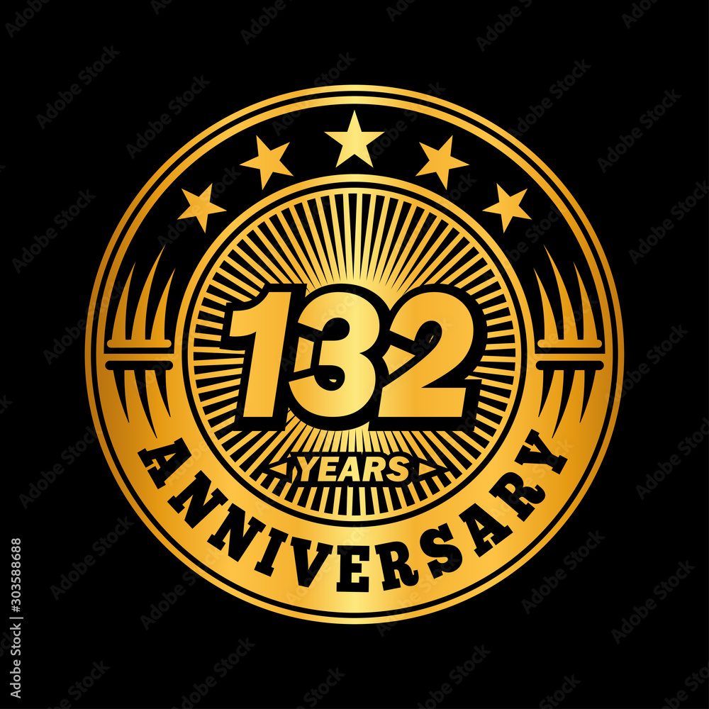 132 years anniversary celebration logo design. Vector and illustration.