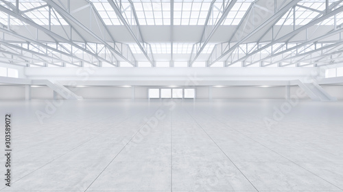 3D render of empty exhibition space. backdrop for exhibitions and events. Tile floor. Marketing mock up. photo