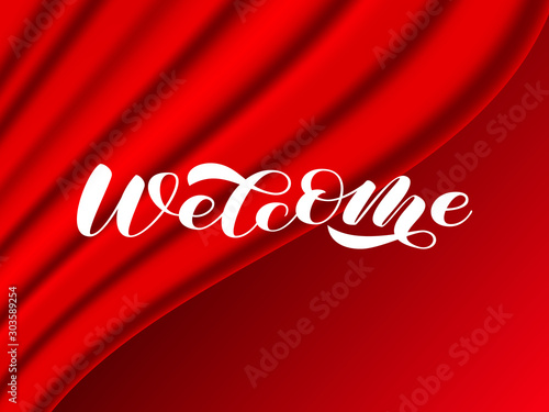 Welcome brush lettering. Vector illustration for card or poster