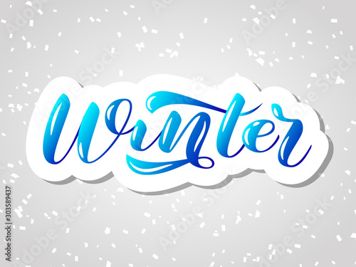 Winter brush lettering. Vector illustration for card or banner