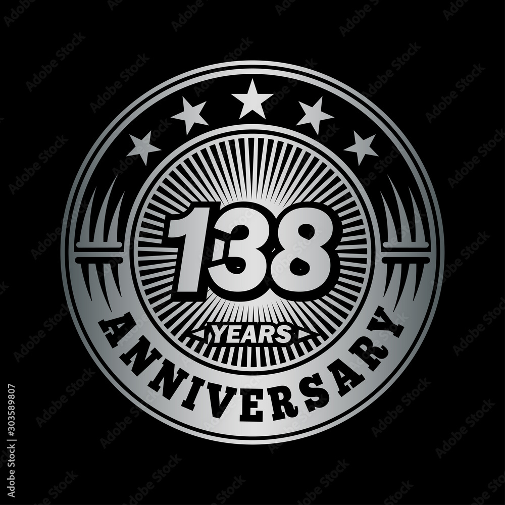 138 years anniversary celebration logo design. Vector and illustration.