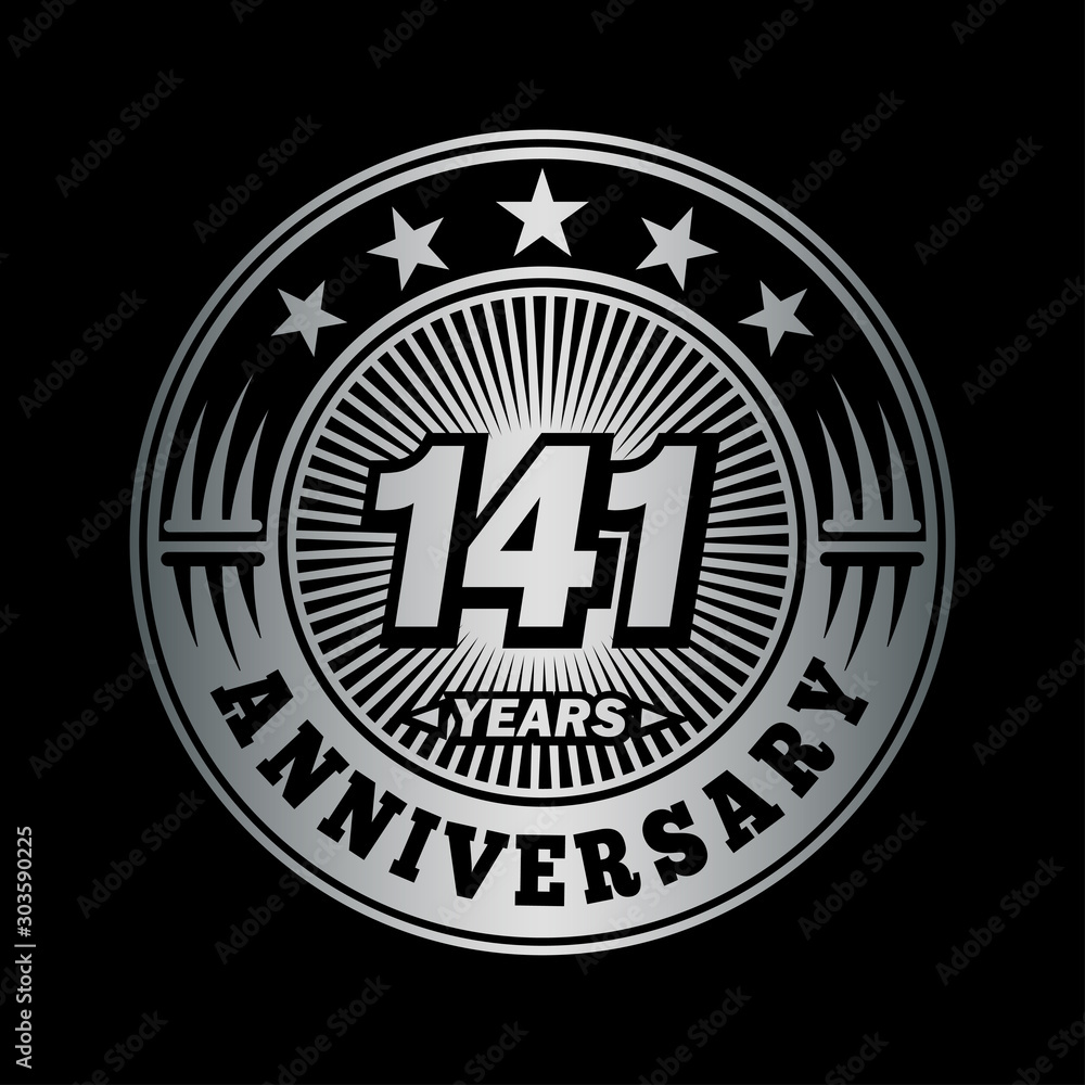 141 years anniversary celebration logo design. Vector and illustration.