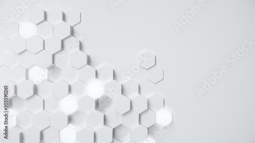 Fotografia White geometric hexagonal abstract background
