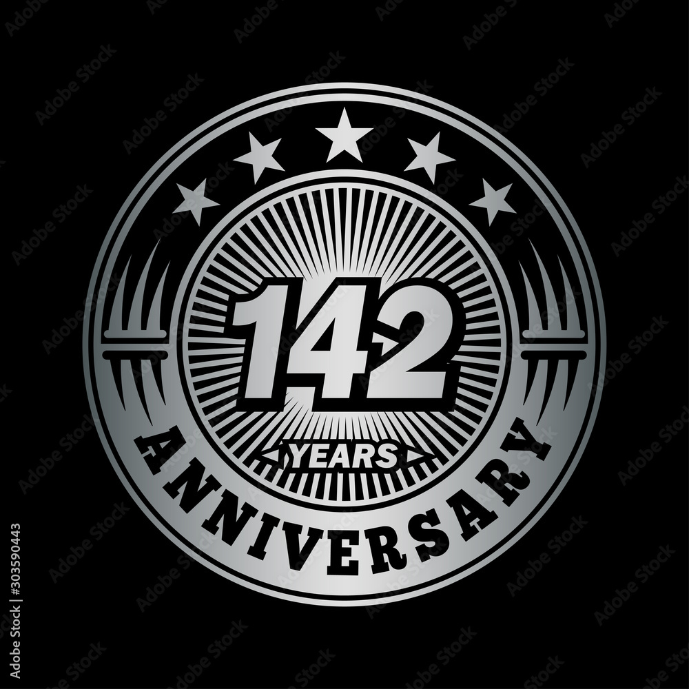 142 years anniversary celebration logo design. Vector and illustration.