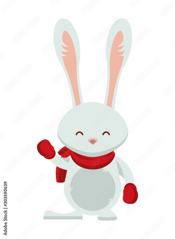 Fototapeta premium cute little rabbit with christmas scarf