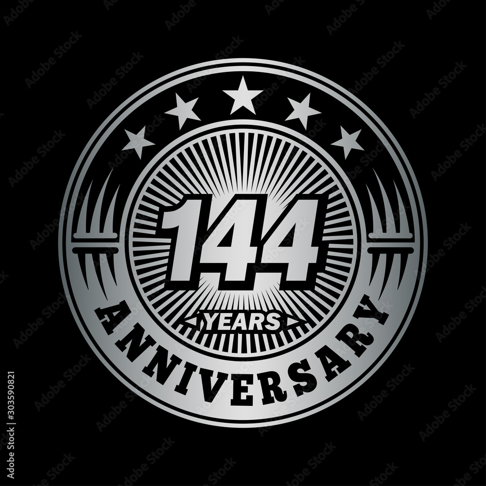 144 years anniversary celebration logo design. Vector and illustration.