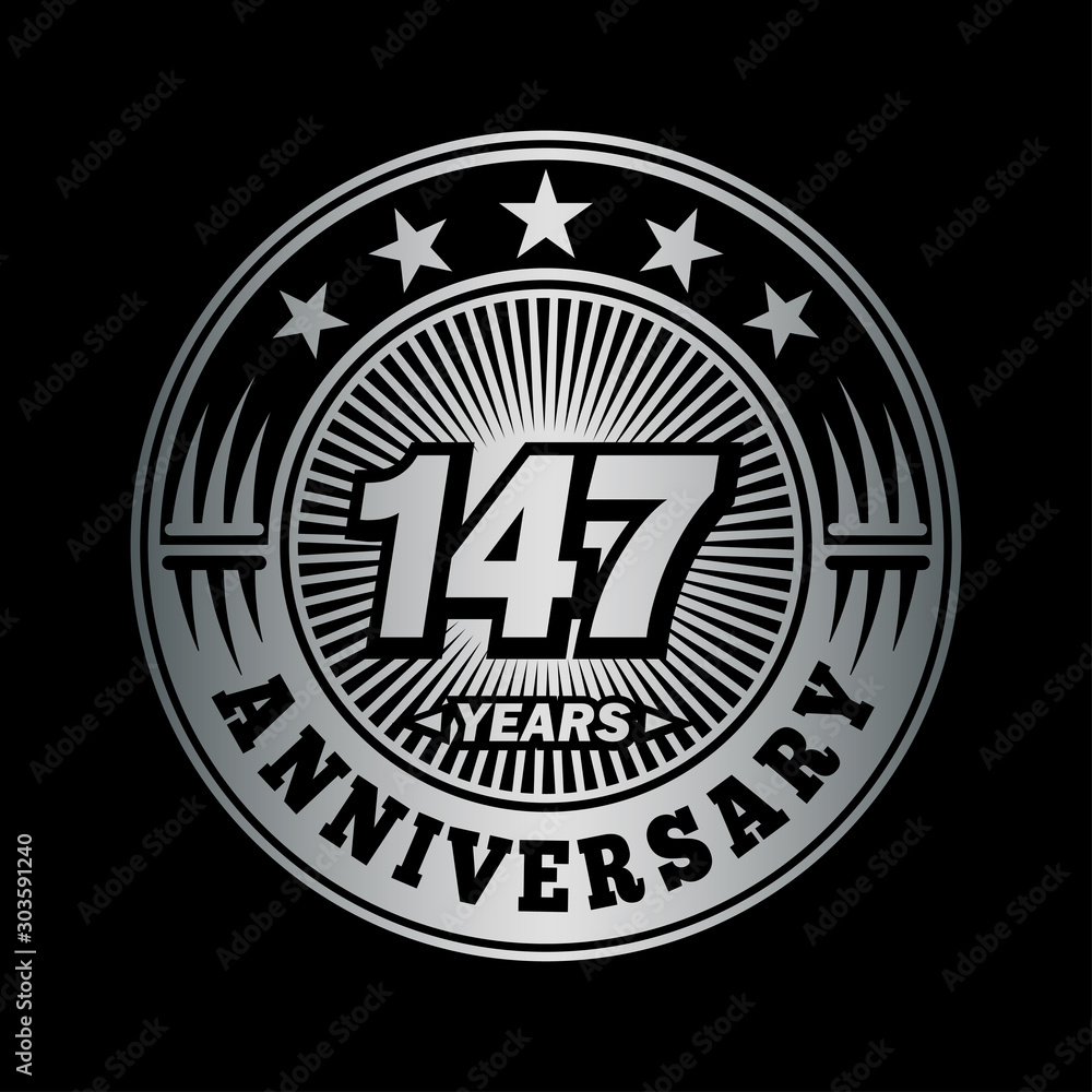147 years anniversary celebration logo design. Vector and illustration.
