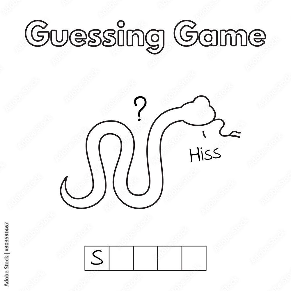 Fototapeta premium Cartoon Snake Guessing Game