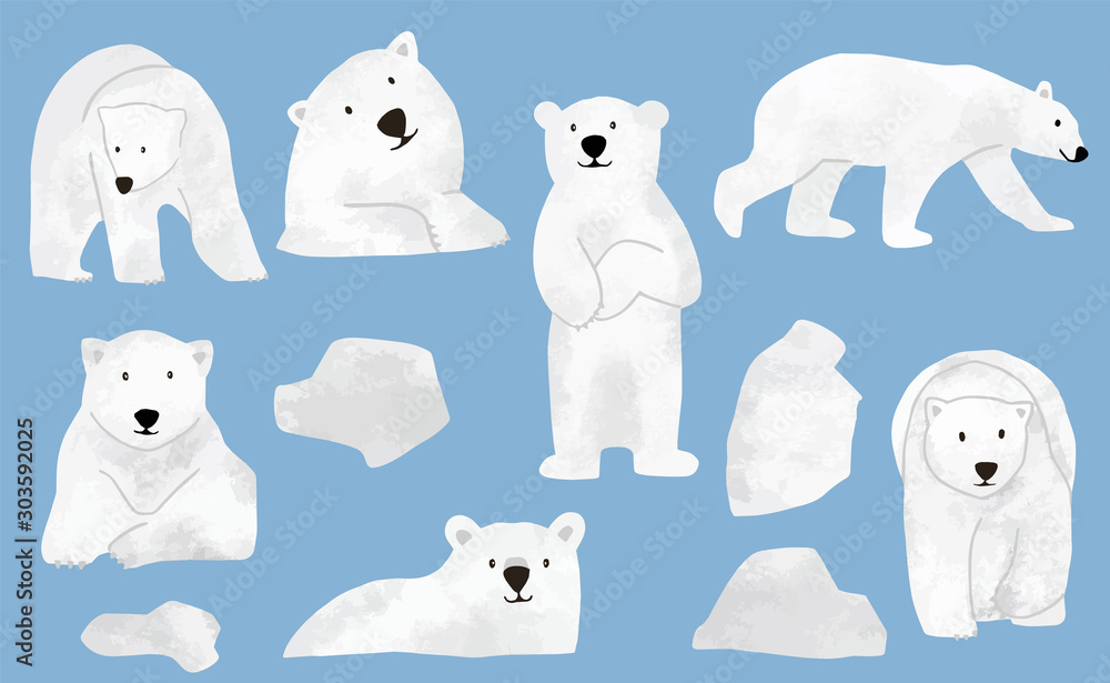 Simple white bear character.Use for invitation,printable,sticker.Vector ...