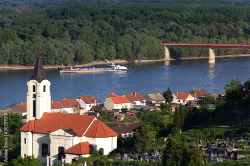Fototapeta Naklejka Na Ścianę i Meble -  Bridge over the Danube River, Batina, Croatia