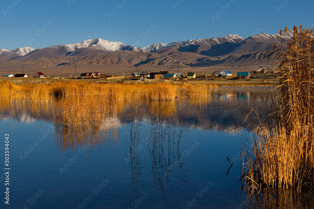 Russia. South Of The Altai Mountains. Desert lakes near the town of Kosh-Agach along the Chui tract.