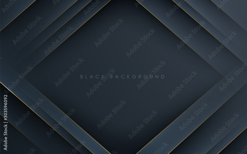 Modern black abstract background concept with gold line Modern black abstract background concept with gold line