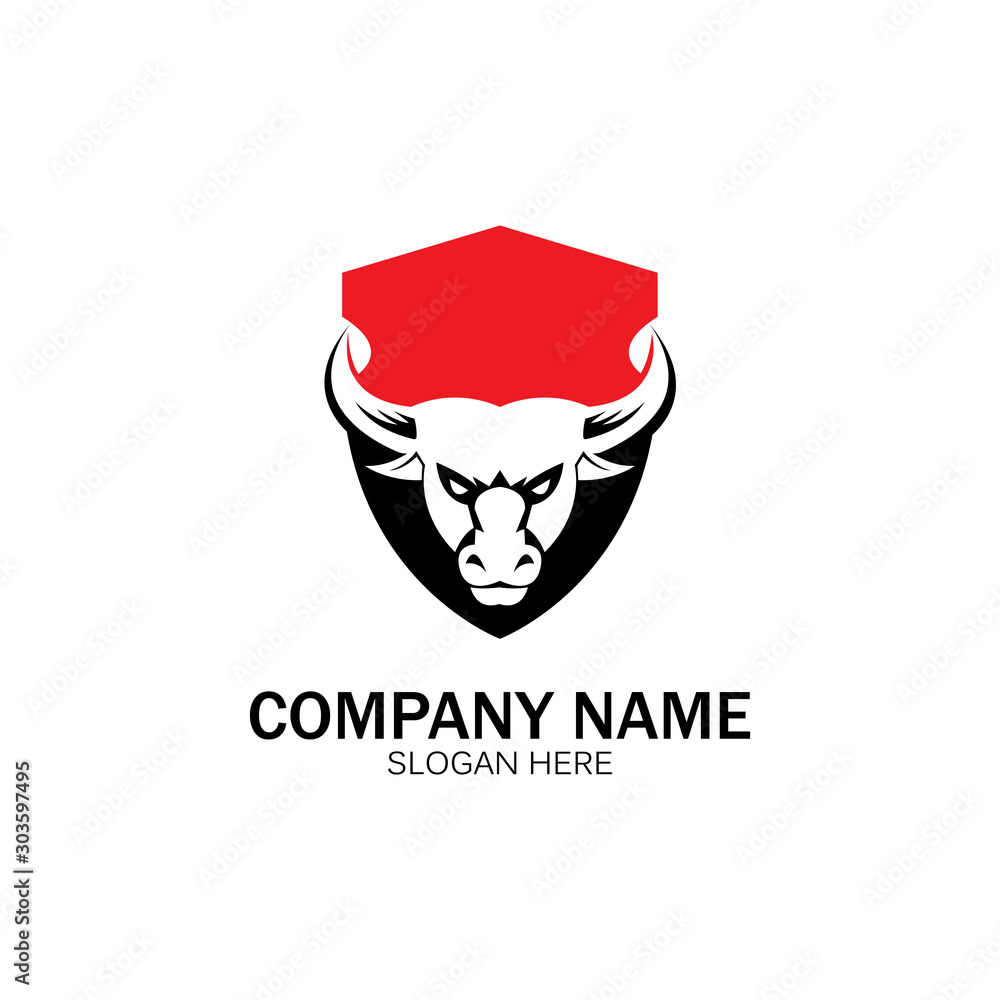 creative angry shield bull head logo design symbol vector illustration-vector