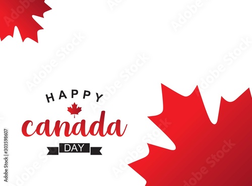 Happy Canada Day background with red maple leaf. vector illustration.