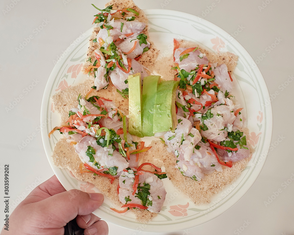 fish ceviche, in this case the medregal fish used, made in the
