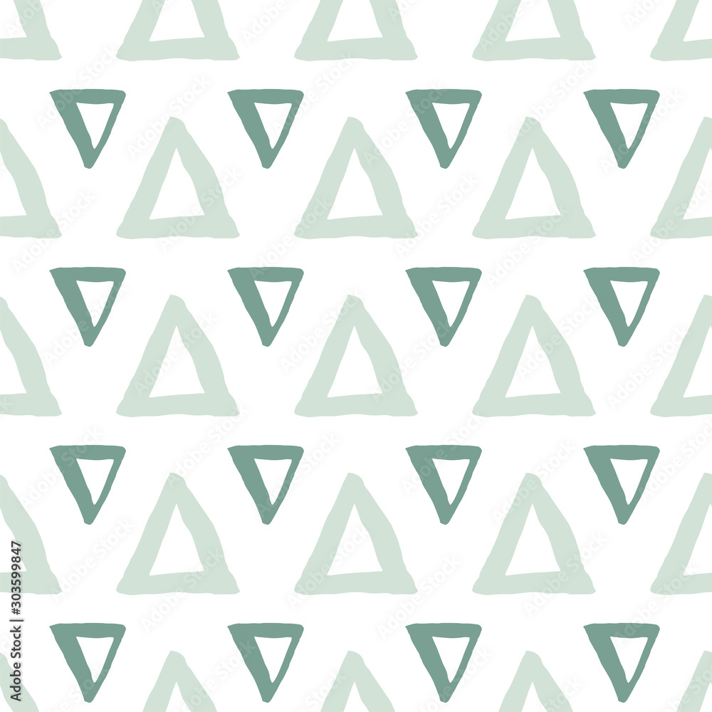 Geometric seamless pattern with line, triangle on white background. Abstract texture in hand drawn style for textile, Wallpaper, wrapping paper. Vector illustration