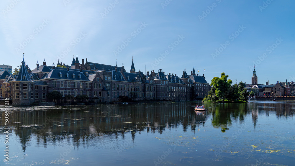 the Hague binnenhof lake with historic buildings in the background, Netherlands the Hague binnenhof lake with historic buildings in the background, Netherlands