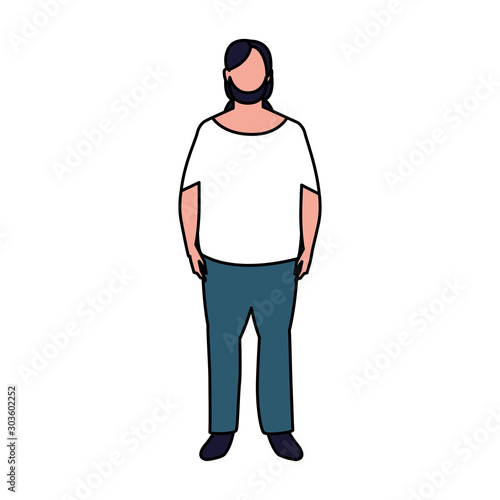 man standing faceless on white background © djvstock