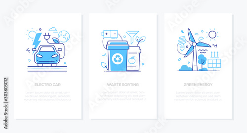Environment conservation - line design style banners set