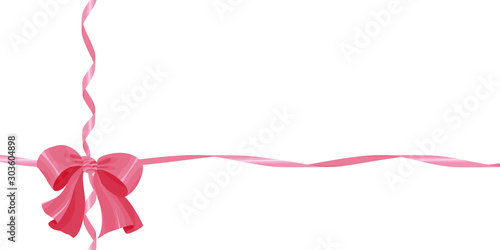 Bow and pink ribbons on a white background. Vector image of a bow with a ribbon for greeting card, packaging. Design on holidays.