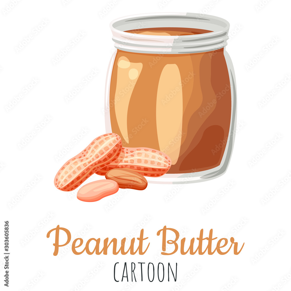 Peanut butter spread vector illustration, cartoon isolated colorful nut  butter in a jar. Stock Vector | Adobe Stock