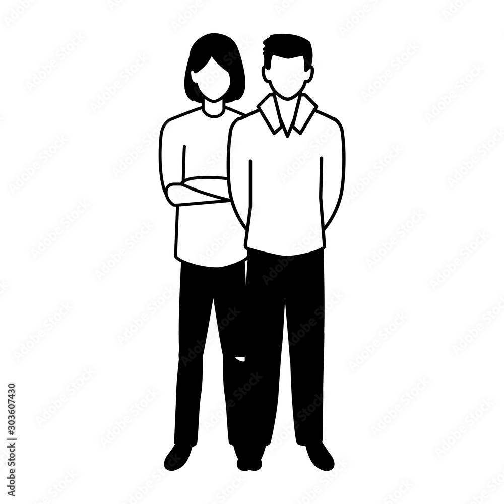 men standing faceless with different poses on white background men standing faceless with different poses on white background