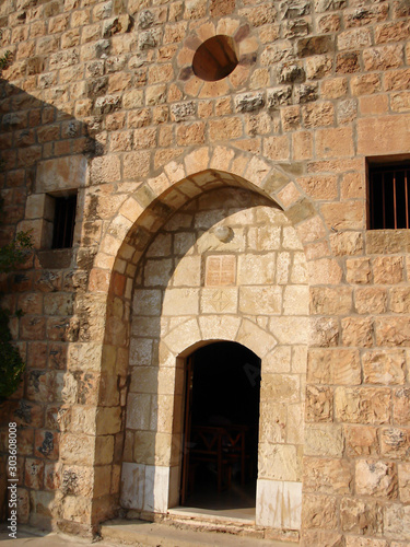 KADISHA VALLEY,LEBANON - CIRCA OCTOBER, 2009 -The monastery of Mar Elisha is perched on the cliff. Kadisha Valley, Lebanon