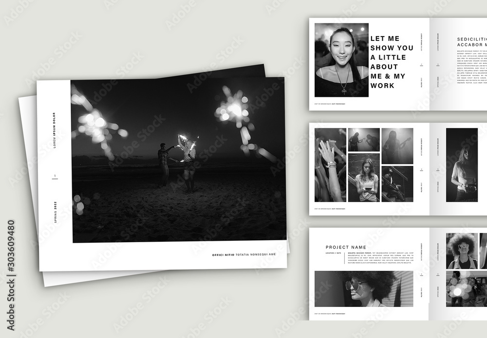 Black and White Portfolio Layout Stock Template | Adobe Stock