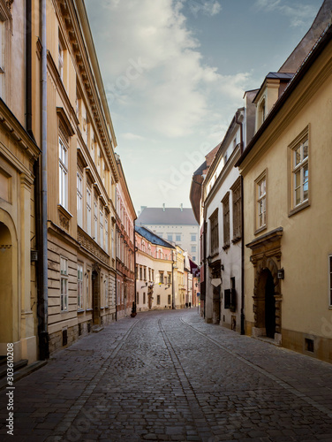 Street in old town of Krakow city, Poland