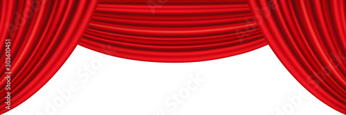 Red curtains of theater stage.