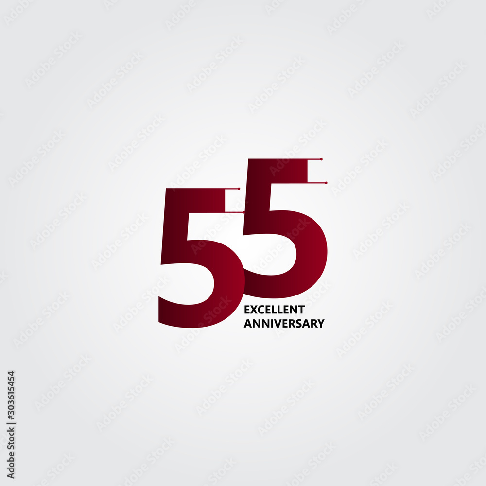 55 Years Excellent Anniversary Vector Template Design Illustration