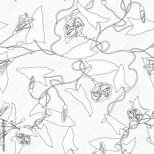 Seamless pattern with liana flowers. Abstract background texture