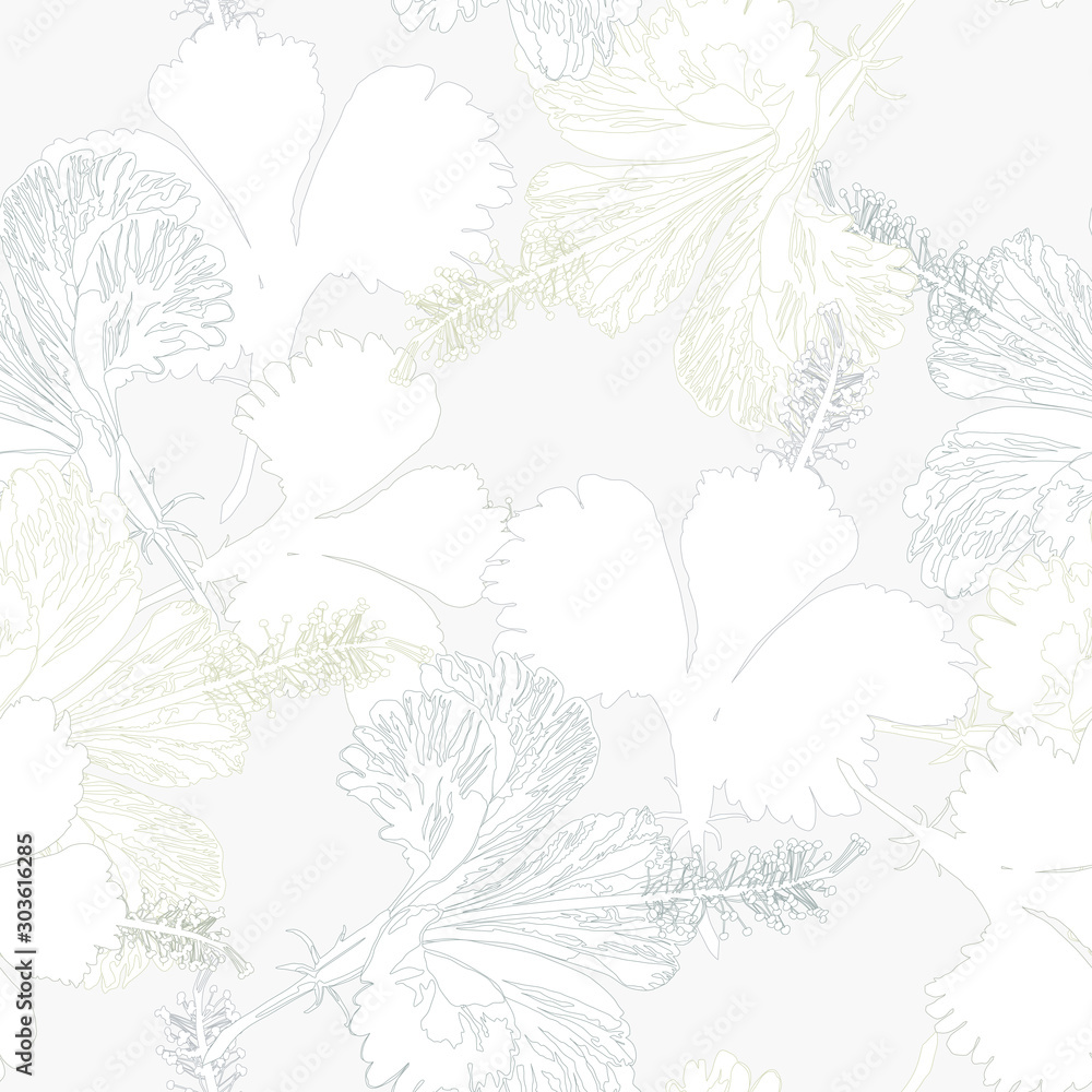 Naklejka premium Seamless pattern with tropical flowers. Graphic background texture.