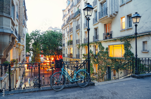 Bike and staircase in Montmartre, Paris