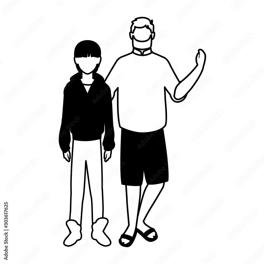 men standing faceless with different poses on white background men standing faceless with different poses on white background