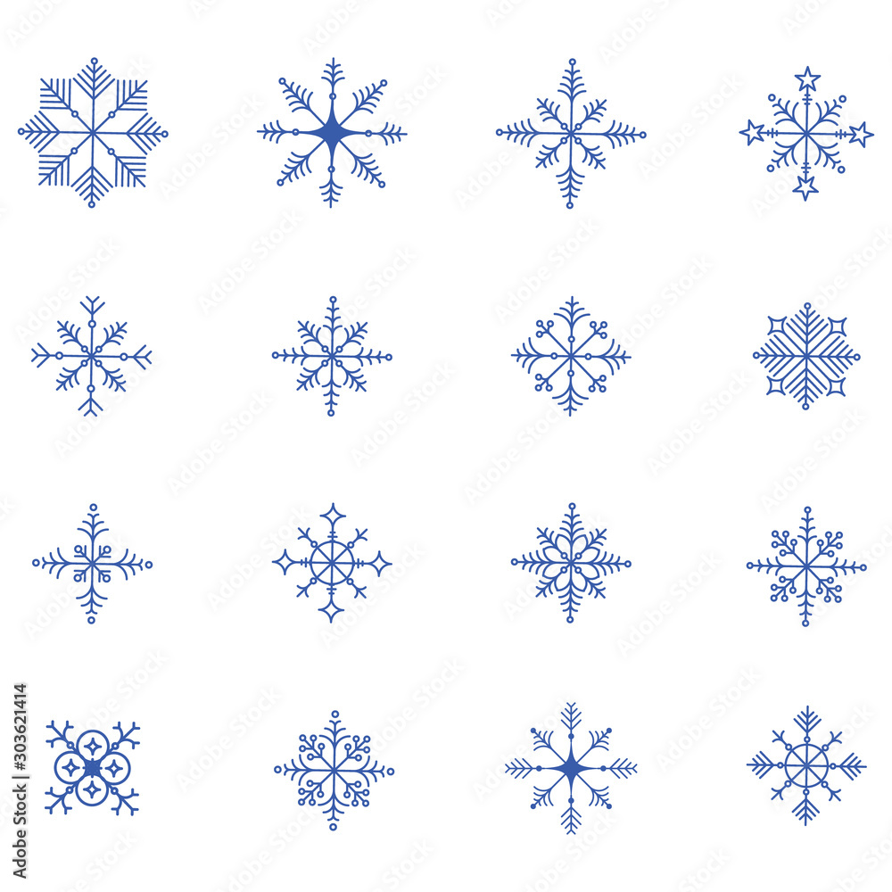 Blue snowflakes vectors set Blue snowflakes vectors set
