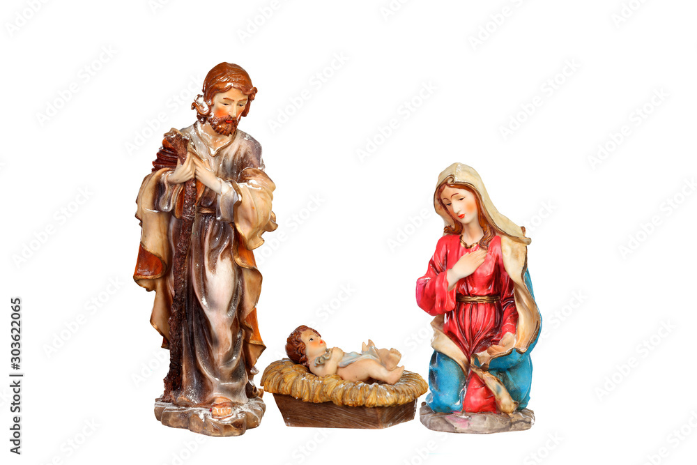Scene of the nativity: Mary, Joseph and the Baby Jesus