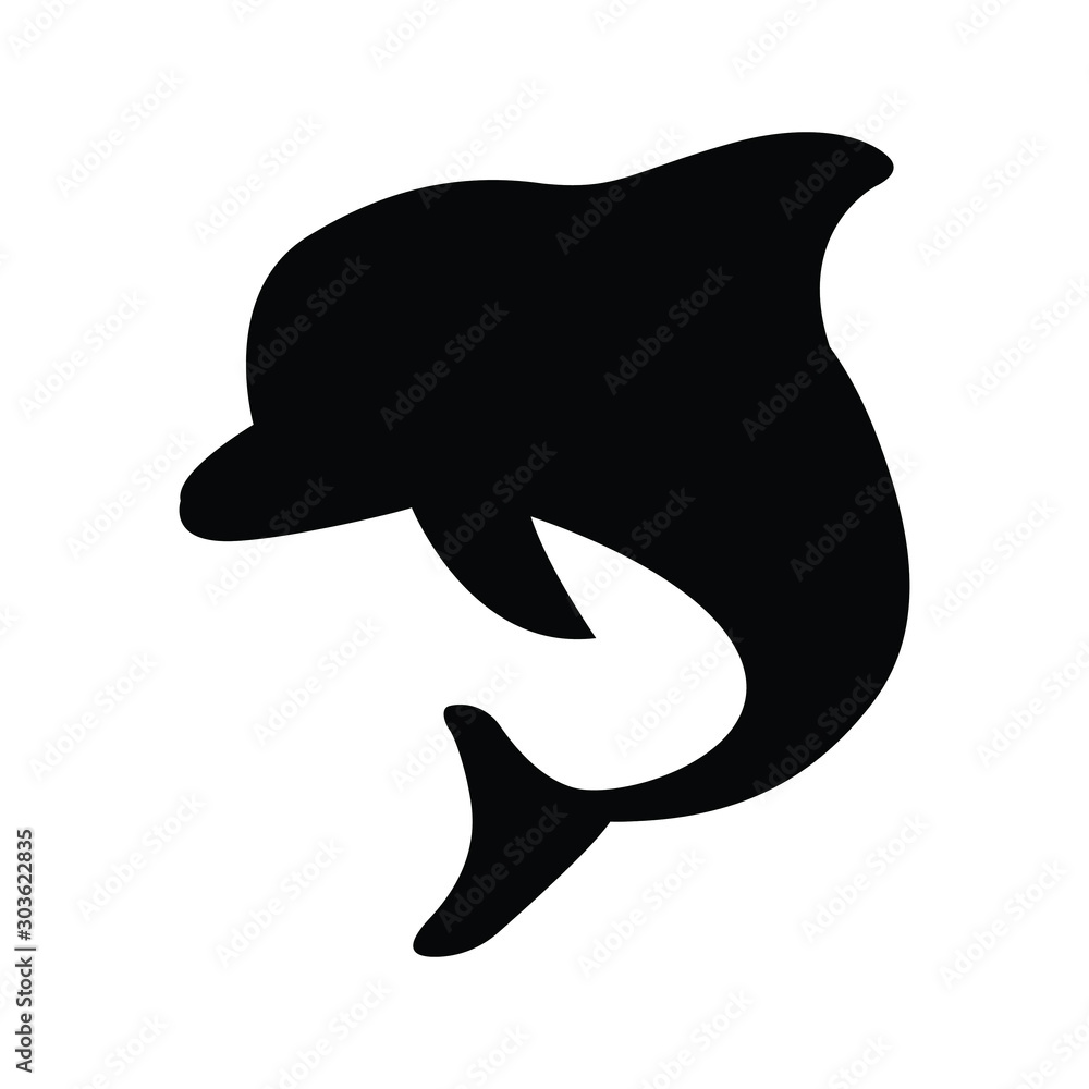 Obraz na plátně Black dolphin silhouette vector