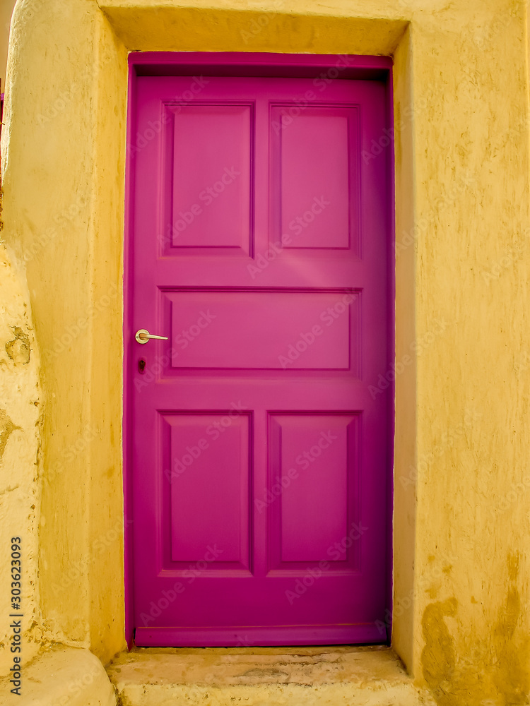 Colorful door in the Greece village