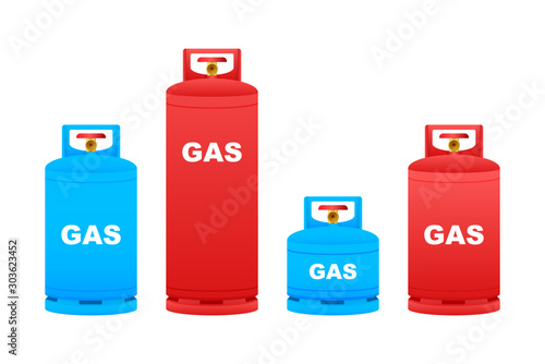 Gas cylinder vector tank. Lpg propane bottle icon container. Oxygen gas. Vector stock illustration