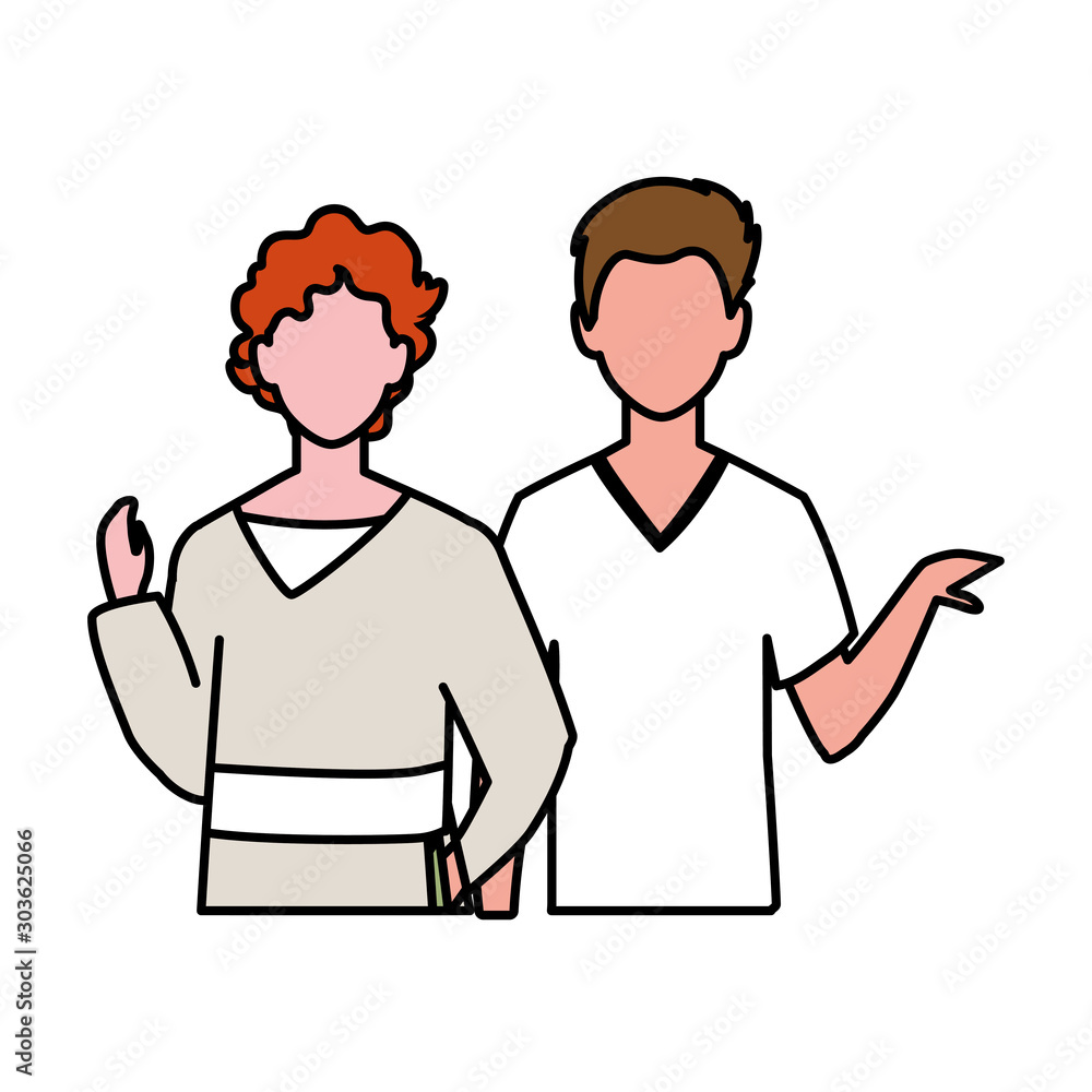 men faceless with different poses on white background men faceless with different poses on white background