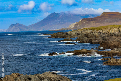 Achill Island, Ireland - crystal blue water on a sunny day with blue skies