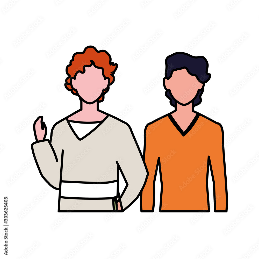 men faceless with different poses on white background men faceless with different poses on white background