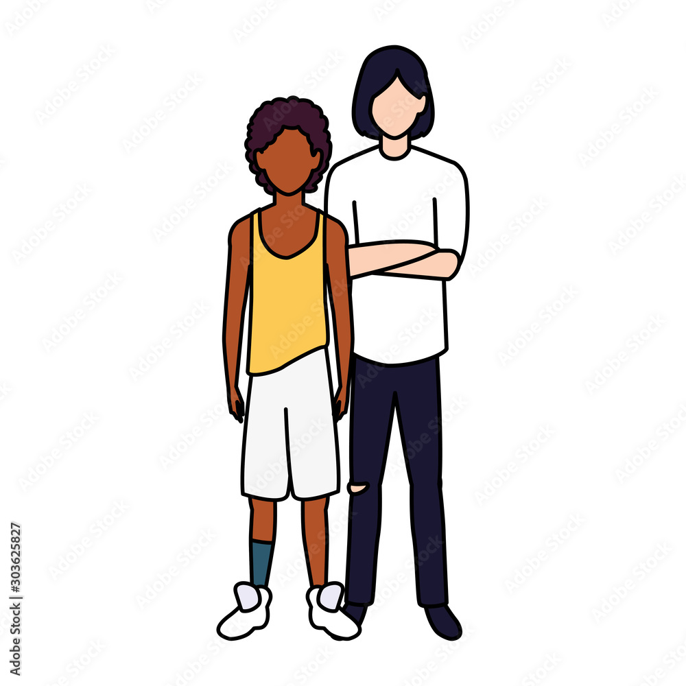 men standing faceless with different poses on white background men standing faceless with different poses on white background